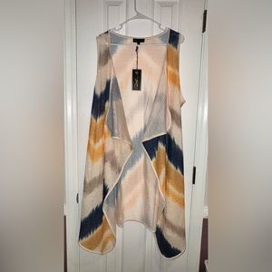 NEW! DG2 Diane Gilman Sleeveless Tie-Dye Draped Duster Vest Cardigan, Sunflower